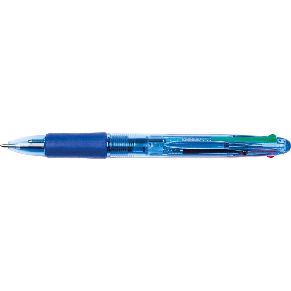 Q-CONNECT - Stylo à bille 4 couleurs, 0,7 mm, pointe moyenne
