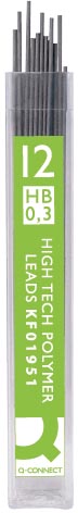 Q-CONNECT -   potloodstiften 0,3 mm HB etui van 12 stuks