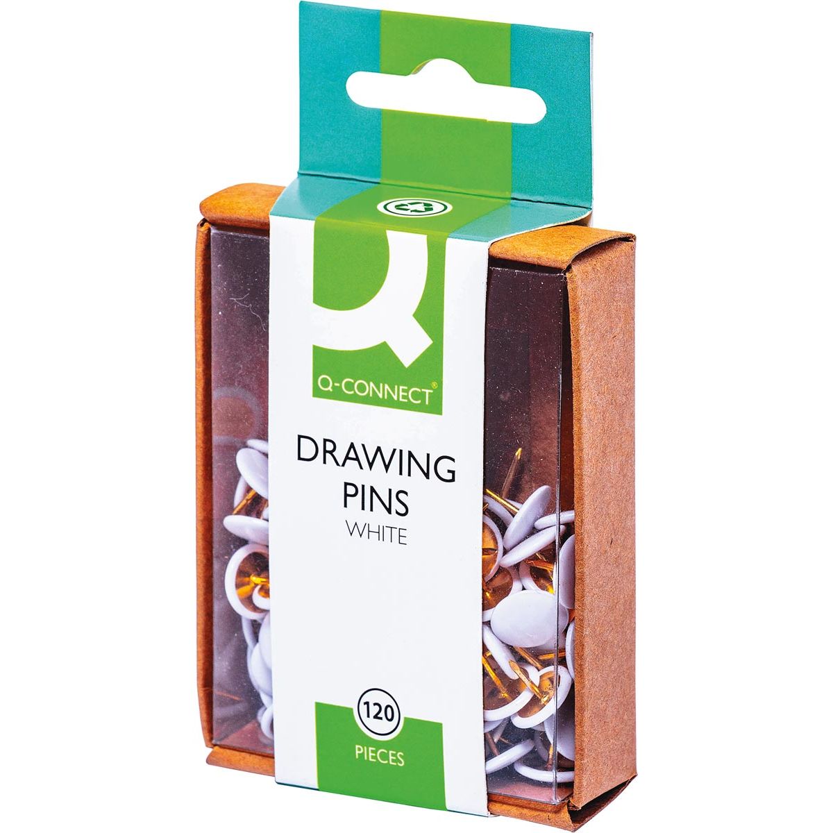 Q-CONNECT - punaises, blanches, boîte de 120 pièces