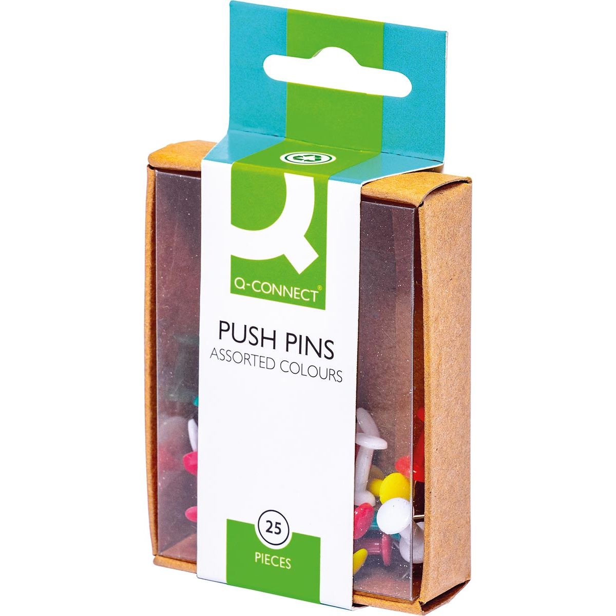 Q-CONNECT – Pinnwand-Pins, Box mit 25 Stück, verschiedene Farben