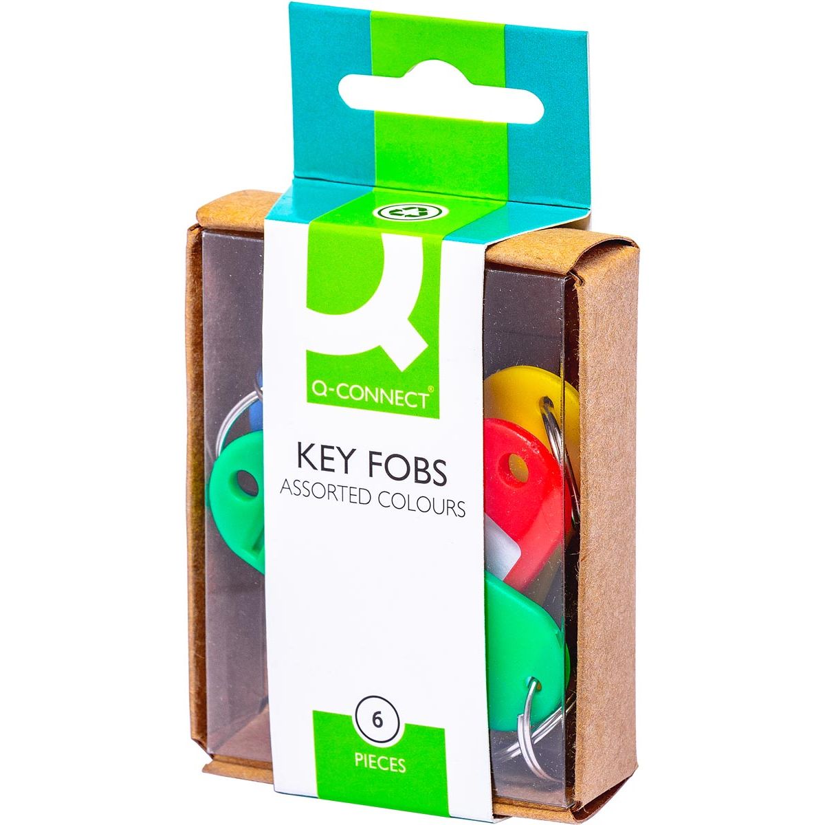 Q-CONNECT -   sleutelhanger, pak van 6 stuks, geassorteerde kleuren