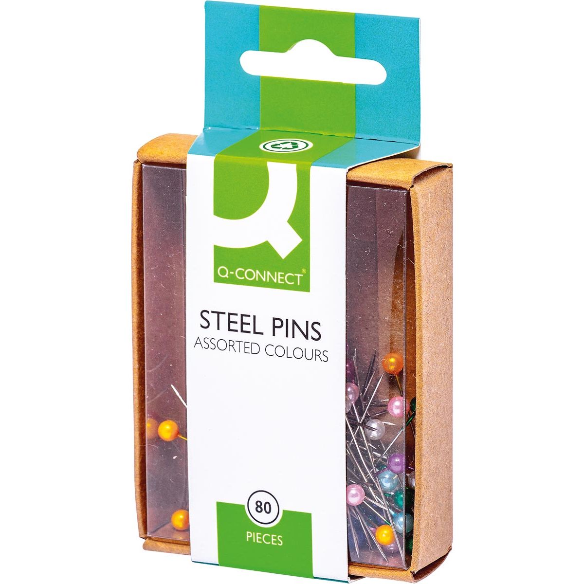 Q-CONNECT - broches 3 x 30 mm nickelées, boîte de 80 pièces