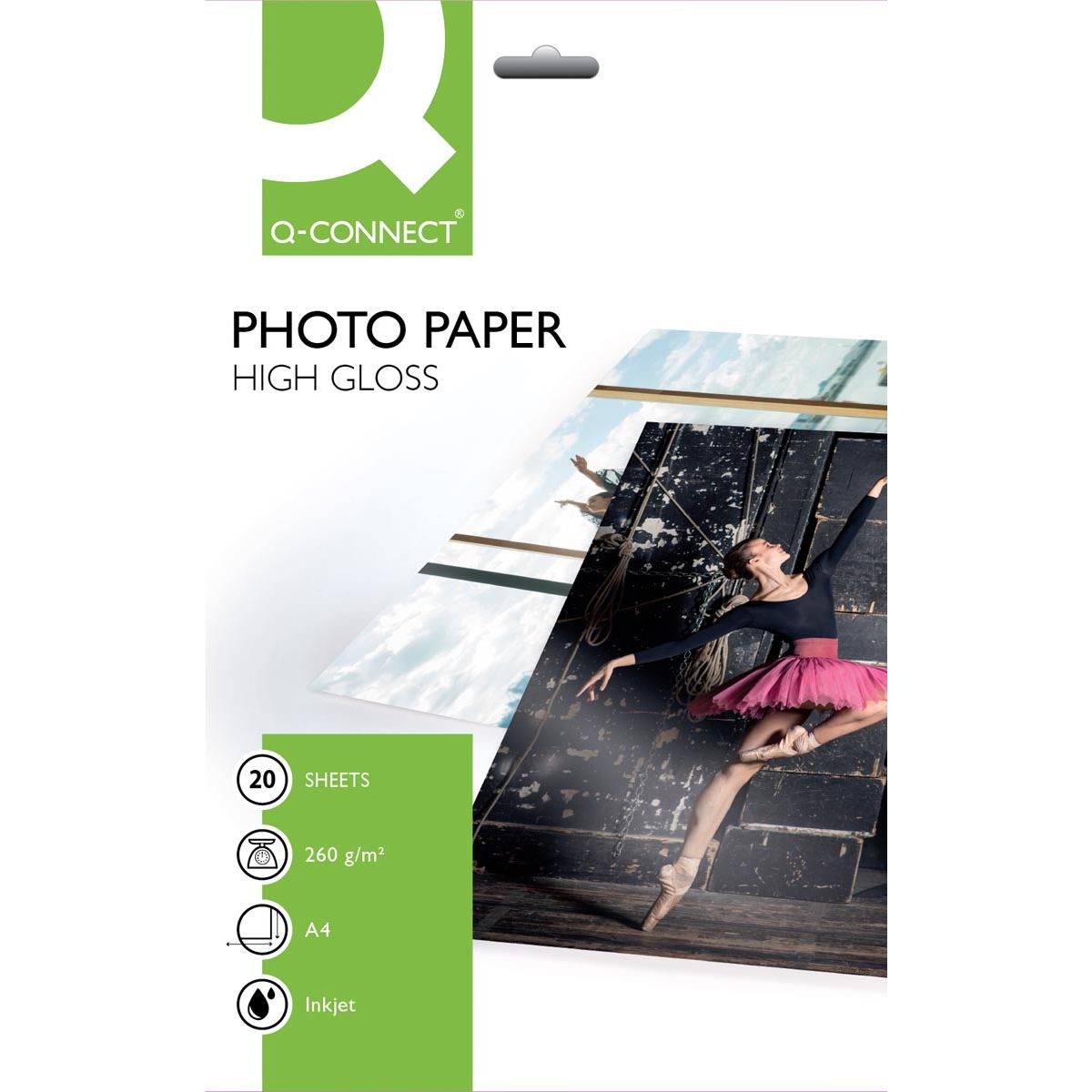 Q-CONNECT - papier photo, ft A4, 260 g, paquet de 20 feuilles