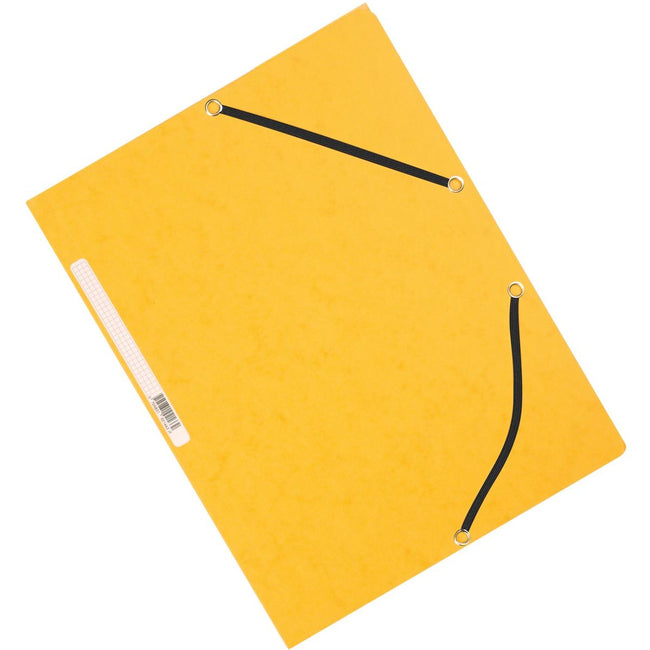 Q-CONNECT - dossier élasto, A4, 3 rabats et élastiques, carton, jaune