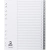 Q-CONNECT -   tabbladen, A4, PP, 11-gaatspeforatie, met indexblad, set van 1-31, 31 tabs, grijs