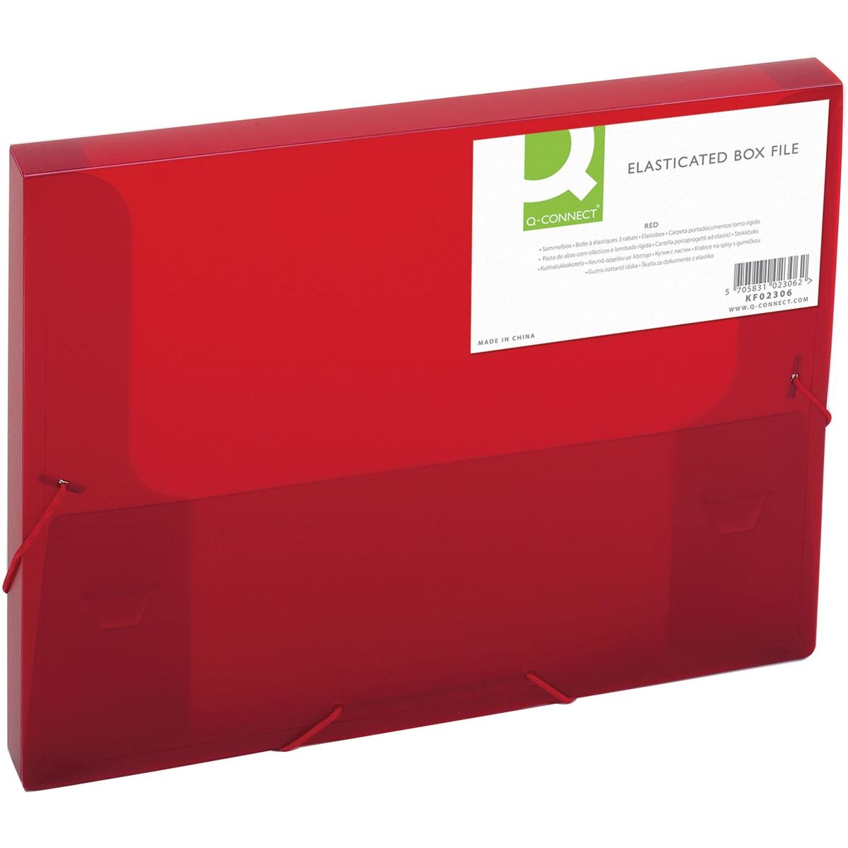 Q-CONNECT - elastobox, avec élastiques, A4, dos 25 mm, rouge