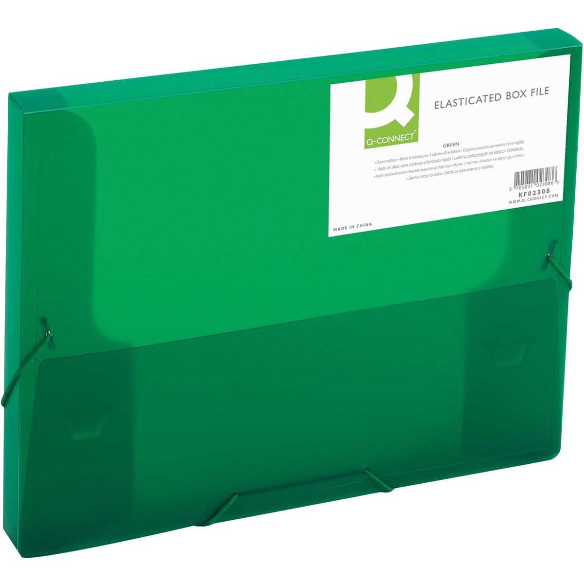 Q-CONNECT - Elastobox, mit Gummibändern, A4, Rücken 25 mm, grün