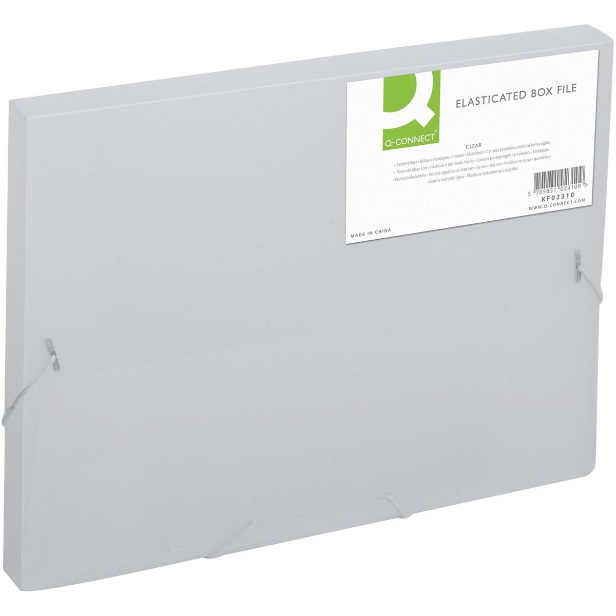 Q-CONNECT - elastobox, avec élastiques, A4, dos 25 mm, transparent