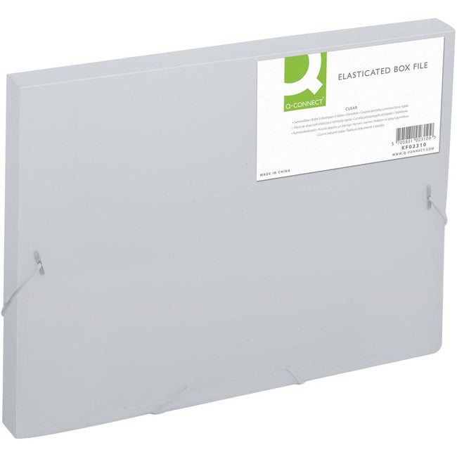 Q-CONNECT - elastobox, avec élastiques, A4, dos 25 mm, transparent