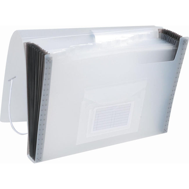 Q-CONNECT - Classeur frontal Q-CONNECT, A4, PP, avec 13 compartiments, fermeture élastique, transparent