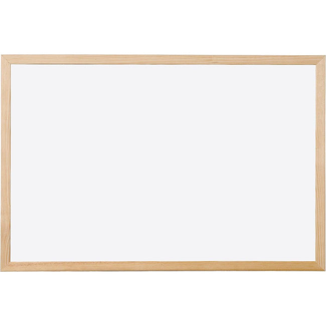 Q-CONNECT - tableau blanc, avec cadre en bois, mélamine, 120 x 90 cm