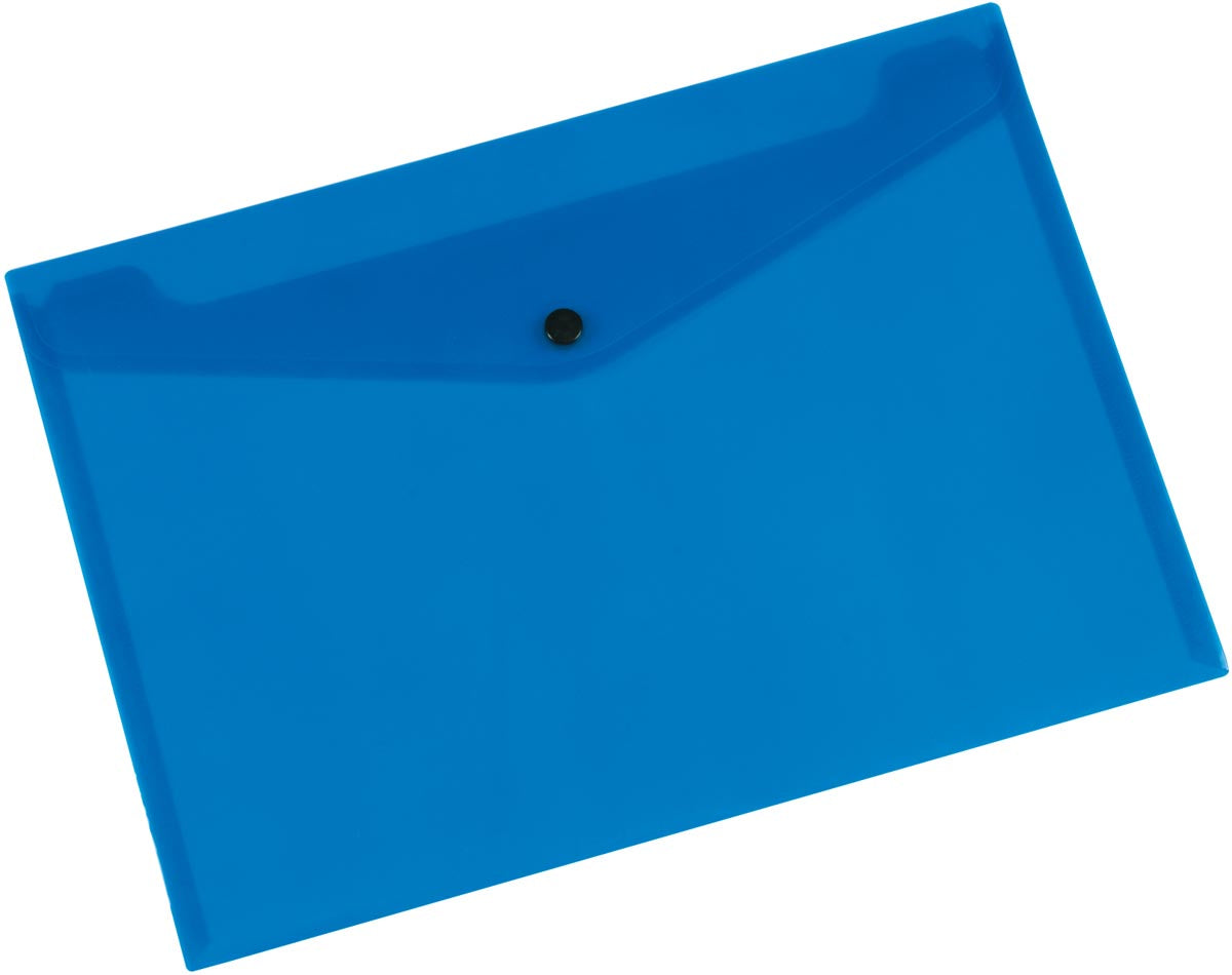 Q-CONNECT -   documentenmap, A4, transparante PP, drukknopsluiting, blauw