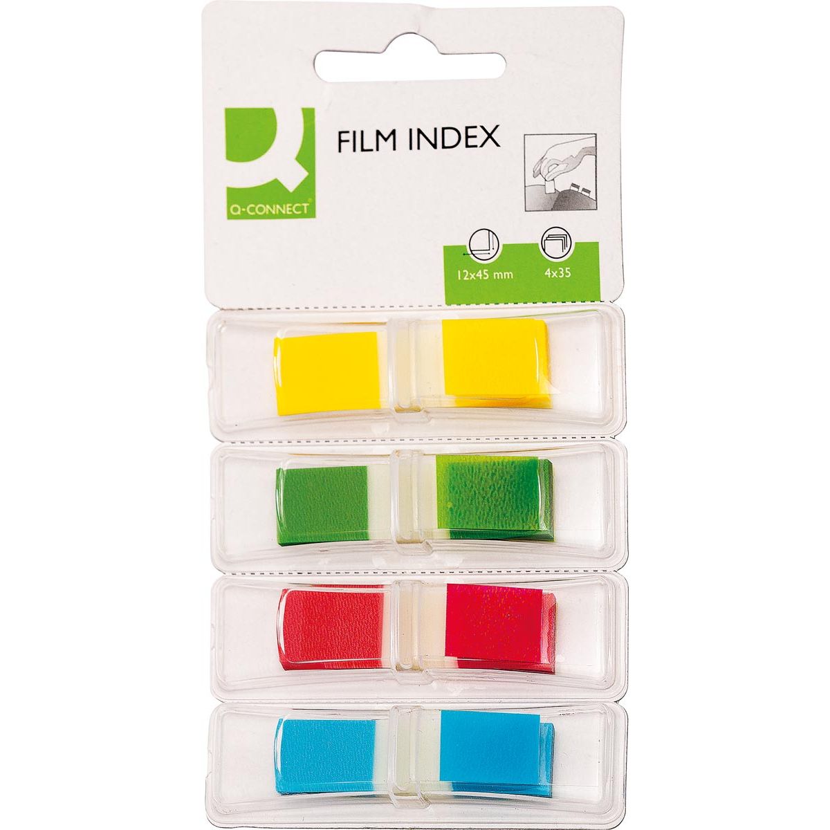 Q-CONNECT -   index mini, ft 12,5 x 45 mm, 4 x 35 tabs, geassorteerde kleuren