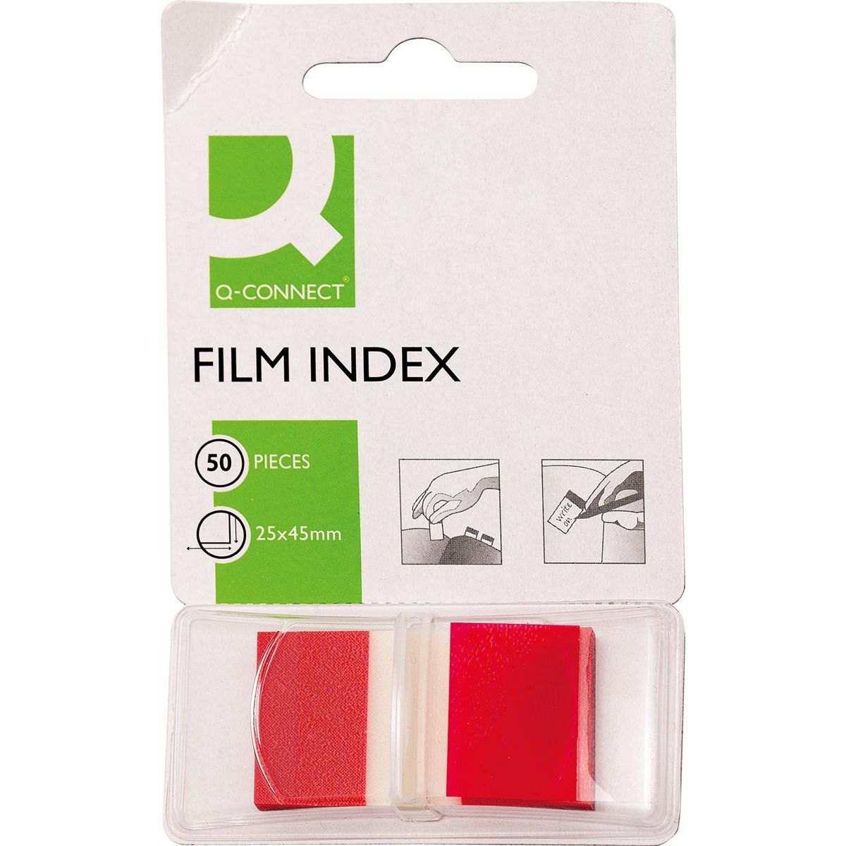 Q-CONNECT -   index, ft 25 x 45 mm, 50 tabs, rood