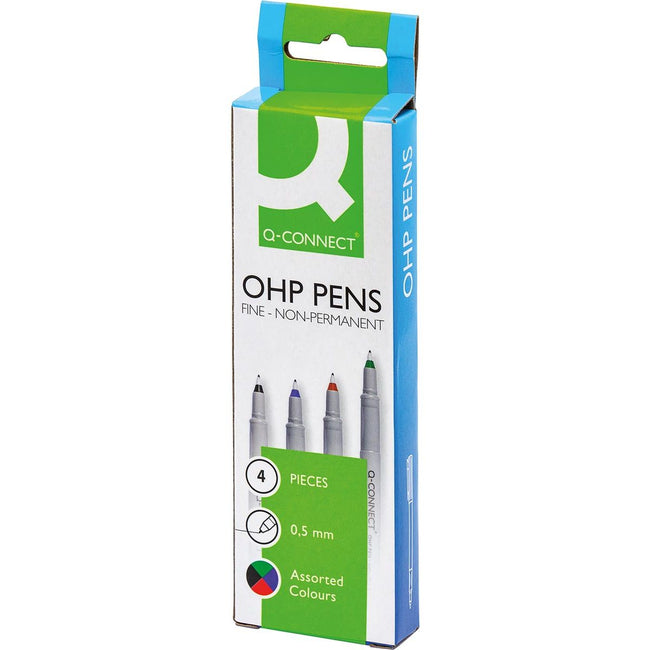 Q-CONNECT - Omarker, non permanent, fin, lot de 4 pièces couleurs assorties