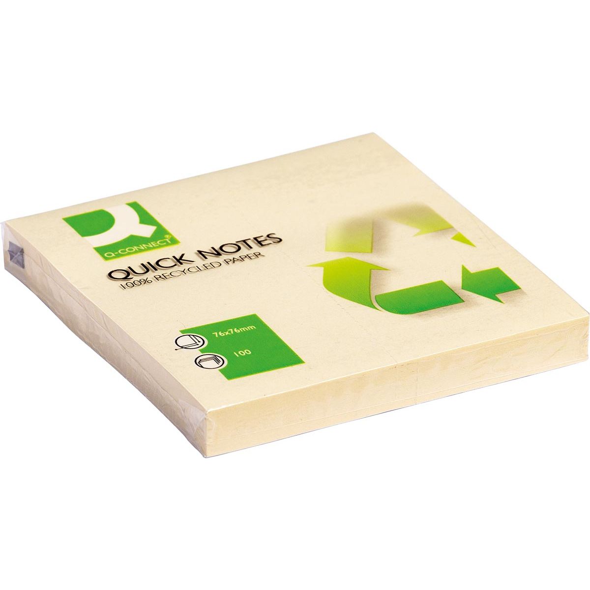 Q-CONNECT -   Quick Notes Recycled, ft 76 x 76 mm, 100 vel, geel