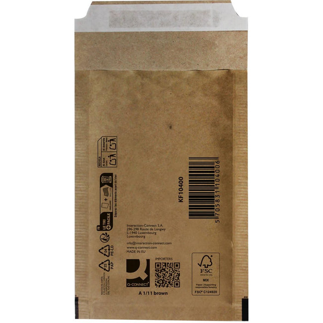 Q-CONNECT -   luchtkussenenveloppen, bruin, 1-A, 120 x 175 mm, doos van 200 stuks
