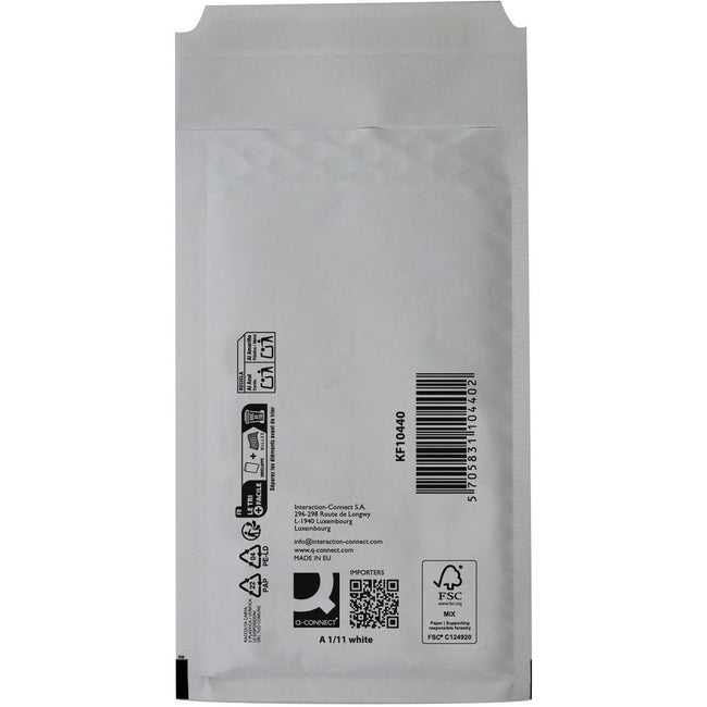 Q-CONNECT -   luchtkussenenveloppen, wit, 1-A, 120 x 175 mm, doos van 200 stuks