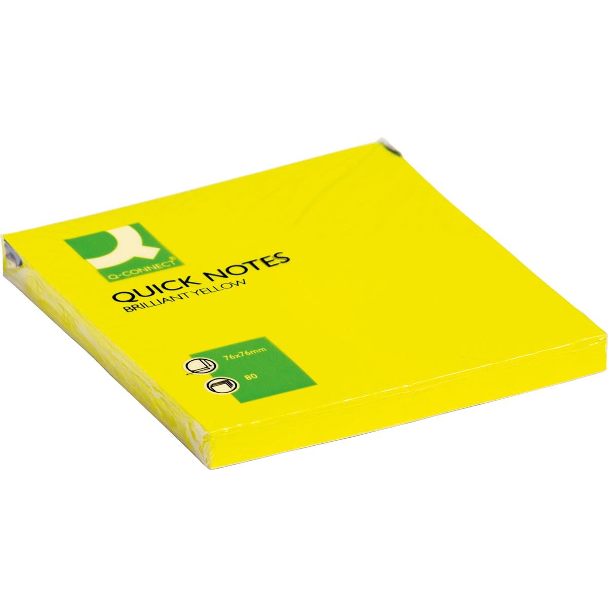 Q-Connect-Q-Connect-Schnellnotizen, ft 76 x 76 mm, 80 Blatt, Neongeel