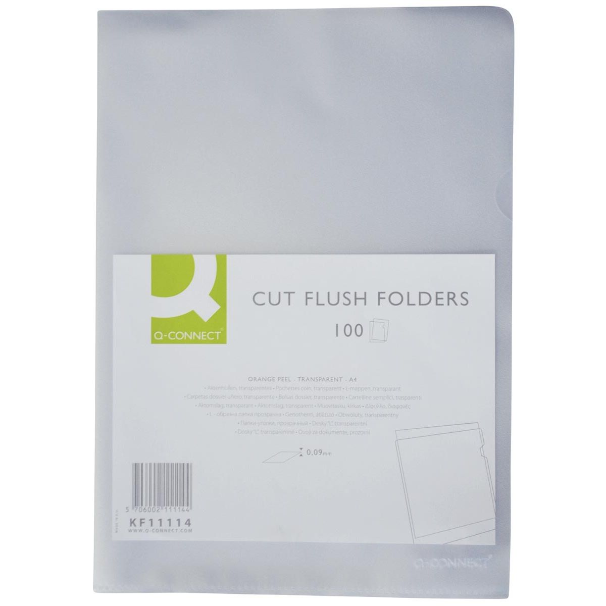 Q-CONNECT - Dossier en L, grainé, 90 microns, paquet de 100 pièces