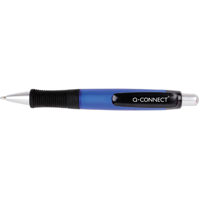Q-CONNECT - stylo à bille, avec grip, 0,7 mm, pointe moyenne, bleu
