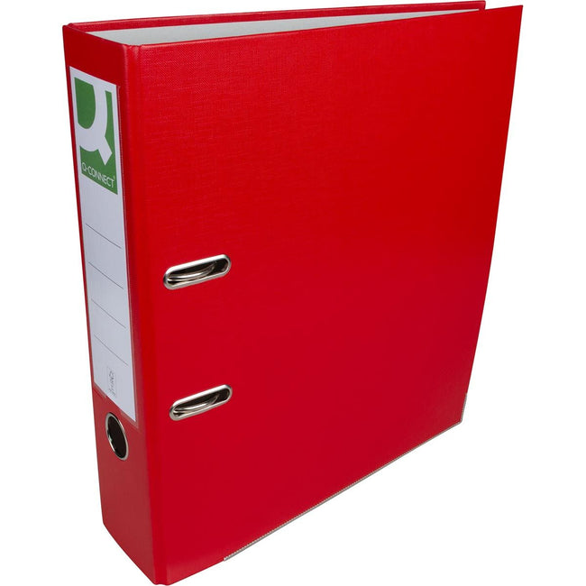 Q-CONNECT - classeur, pour ft A4, en PP et papier, avec bord de protection, dos de 8 cm, rouge