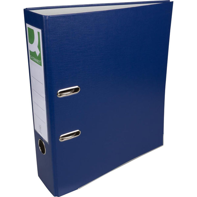 Q-CONNECT - classeur, pour ft A4, en PP et papier, avec bord de protection, dos de 8 cm, bleu foncé