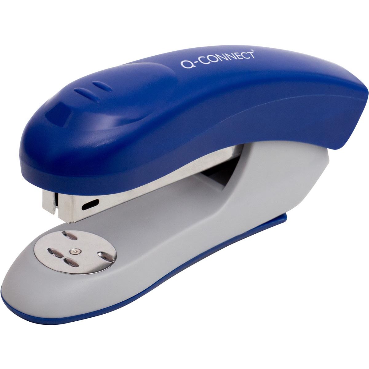 Q-CONNECT - Hefter, Kunststoff, Halbstreifen, 20 Blatt, blau