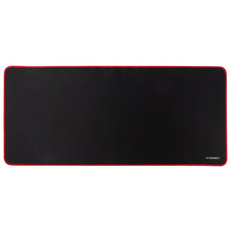 Q-CONNECT -   bureauonderlegger en muismat, ft 90 x 40 cm, zwart met rode rand