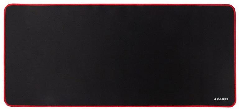 Q-CONNECT -   bureauonderlegger en muismat, ft 90 x 40 cm, zwart met rode rand