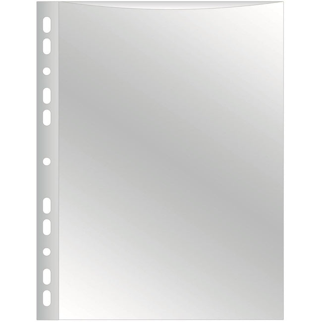 Q-CONNECT - sachet de présentation perforé Perforation 11 trous, transparent, 75 microns, paquet de 100 pièces