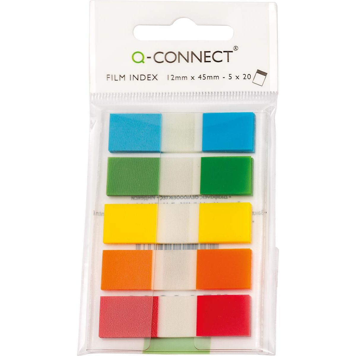 Q-CONNECT -   index mini, ft 12,5 x 45 mm, 5 x 20 tabs, geassorteerde kleuren