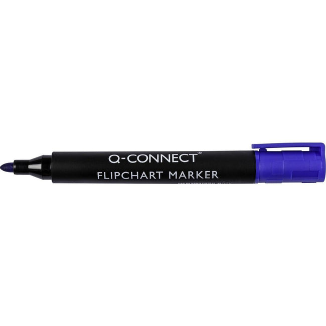 Q-CONNECT - marqueur pour tableau à feuilles mobiles, 2-3 mm, pointe ronde, avec clip, bleu