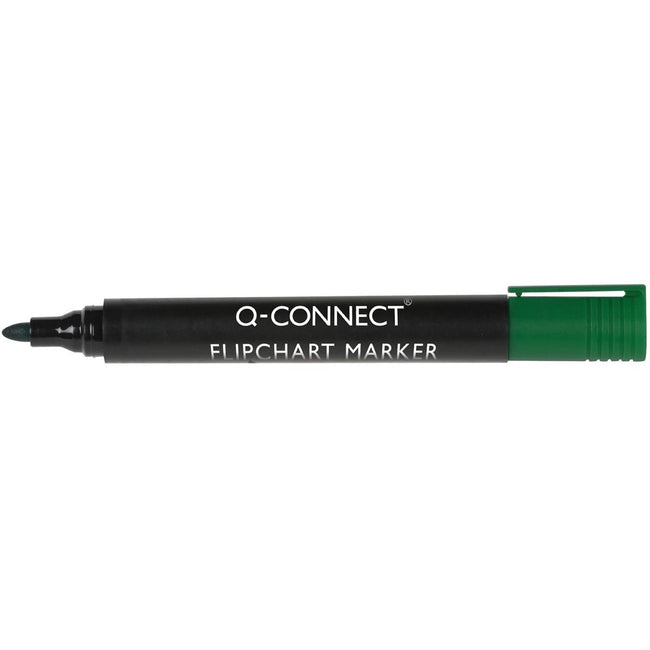 Q-CONNECT - marqueur pour tableau à feuilles mobiles, 2-3 mm, pointe ronde, avec clip, vert