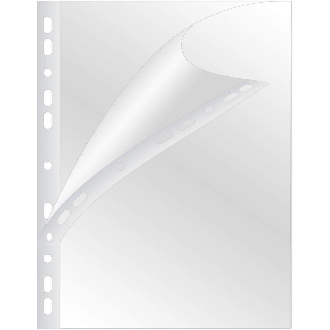 Q-CONNECT - sachet de présentation perforé A4 perforation 11 trous PP brillant, paquet de 100 pièces