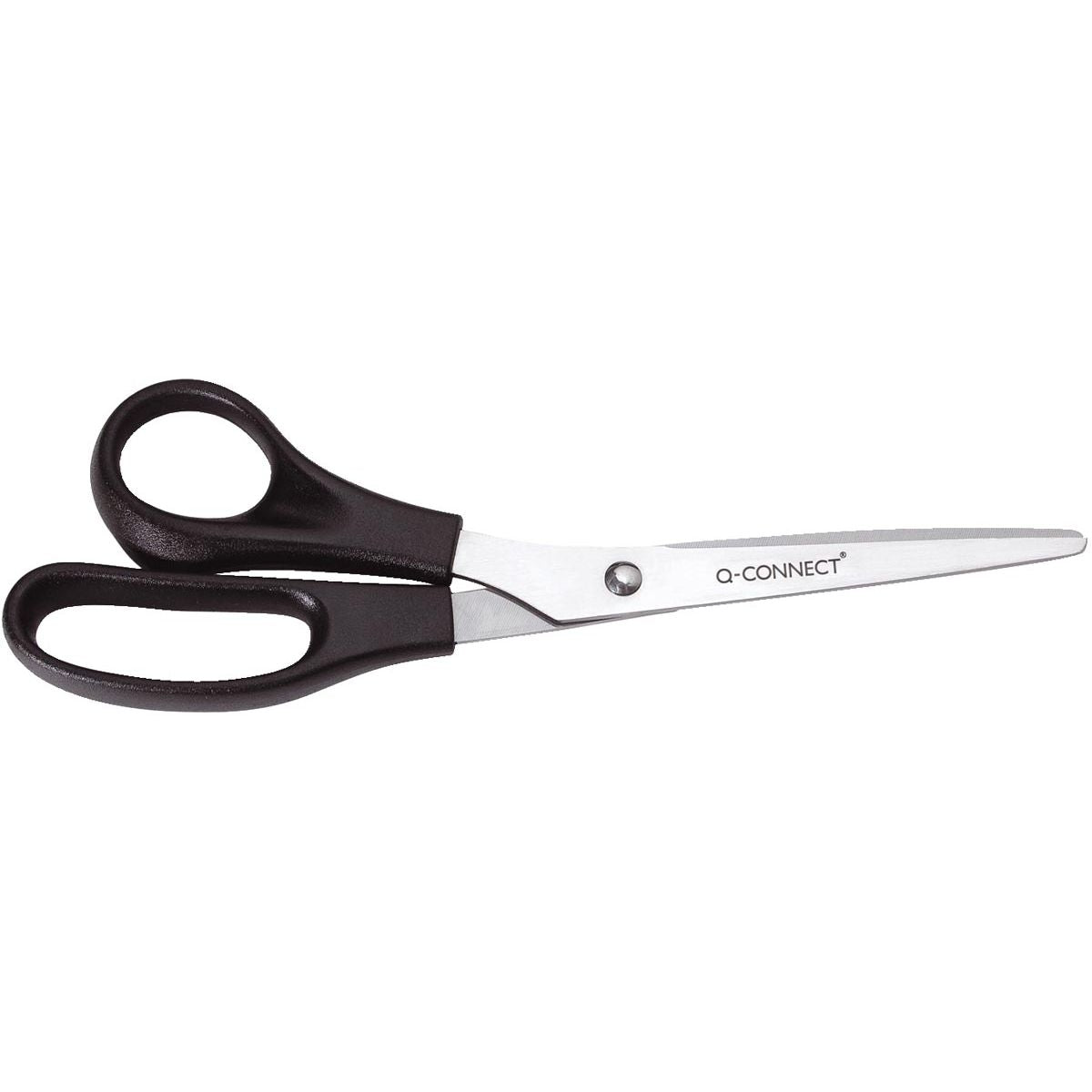 Q-CONNECT -   schaar Lefty, ft 21 cm, links, ronde punt, RVS, zwart, blister van 1 stuk