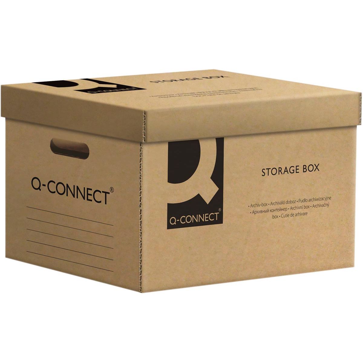 Q-CONNECT - boîte conteneur, avec couvercle, dimensions : 51,5 x 30,5 x 35 cm, gris