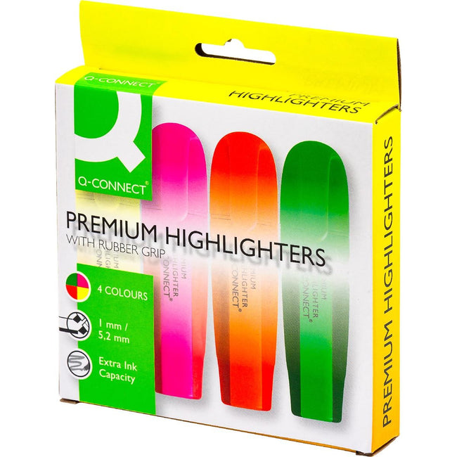 Q-CONNECT - surligneur, couleurs assorties, pack de 4