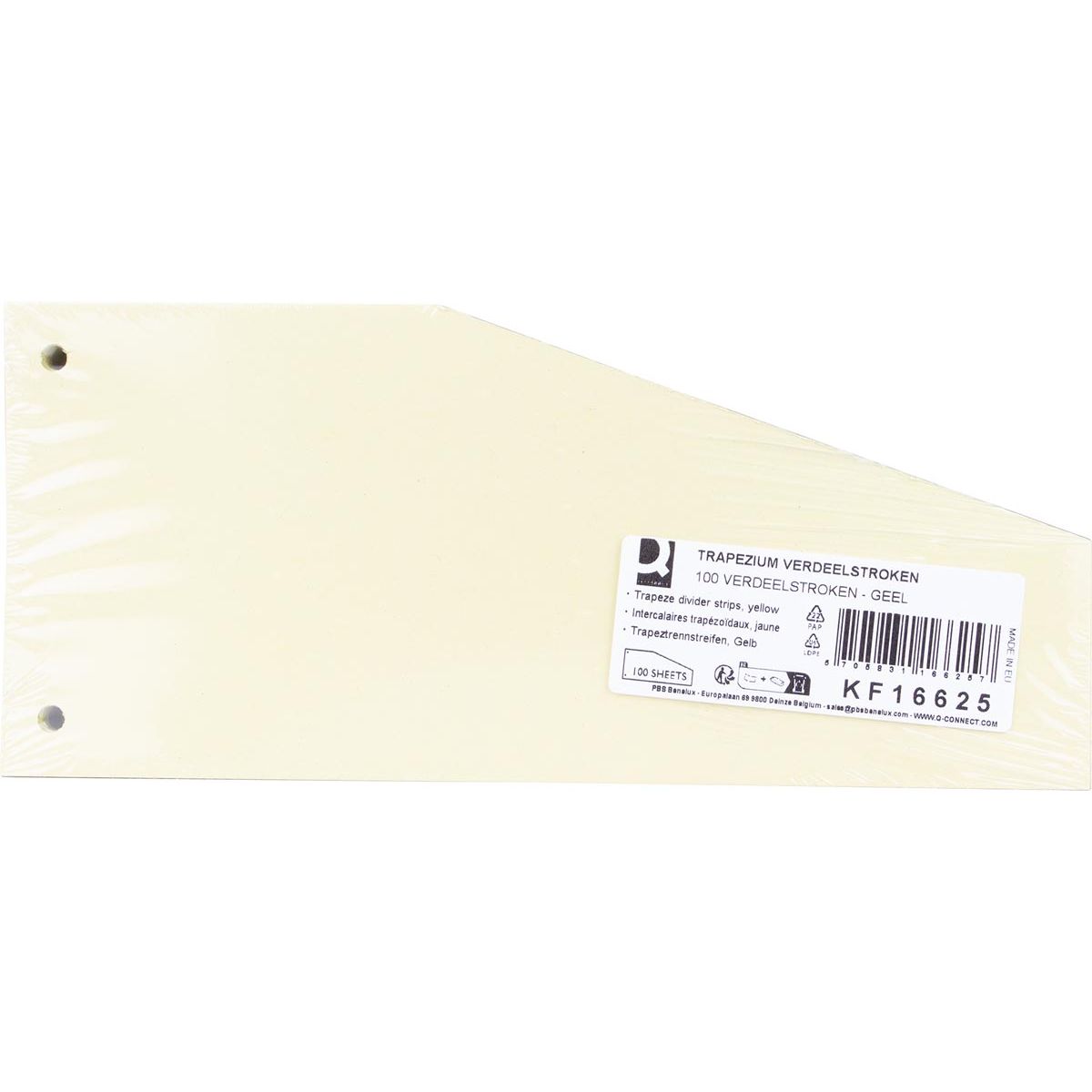 Q-CONNECT -   trapezium verdeelstroken, pak van 100 stuks, geel