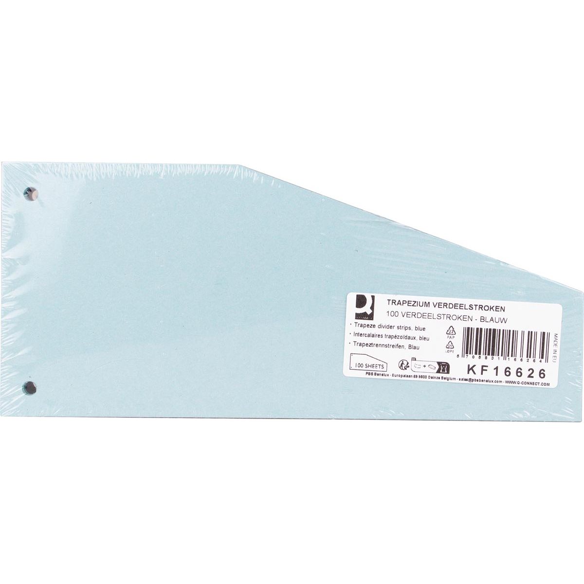 Q-CONNECT -   trapezium verdeelstroken, pak van 100 stuks, blauw