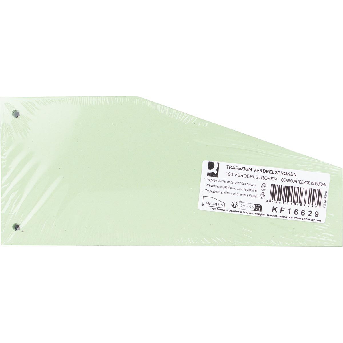 Q-CONNECT -   trapezium verdeelstroken, pak van 100 stuks, geassorteerde kleuren