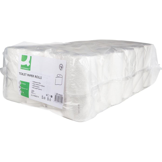 Q-CONNECT - Toilettenpapier, 2-lagig, 200 Blatt, Packung mit 12 x 4 Rollen