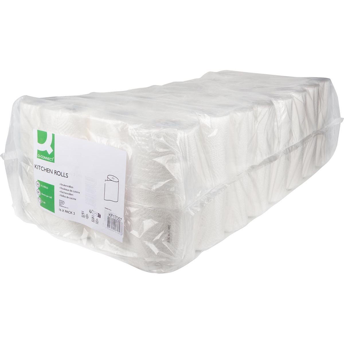 Q-CONNECT - Küchenrolle, 2-lagig, 50 Blatt, Packung à 16 x 2 Rollen