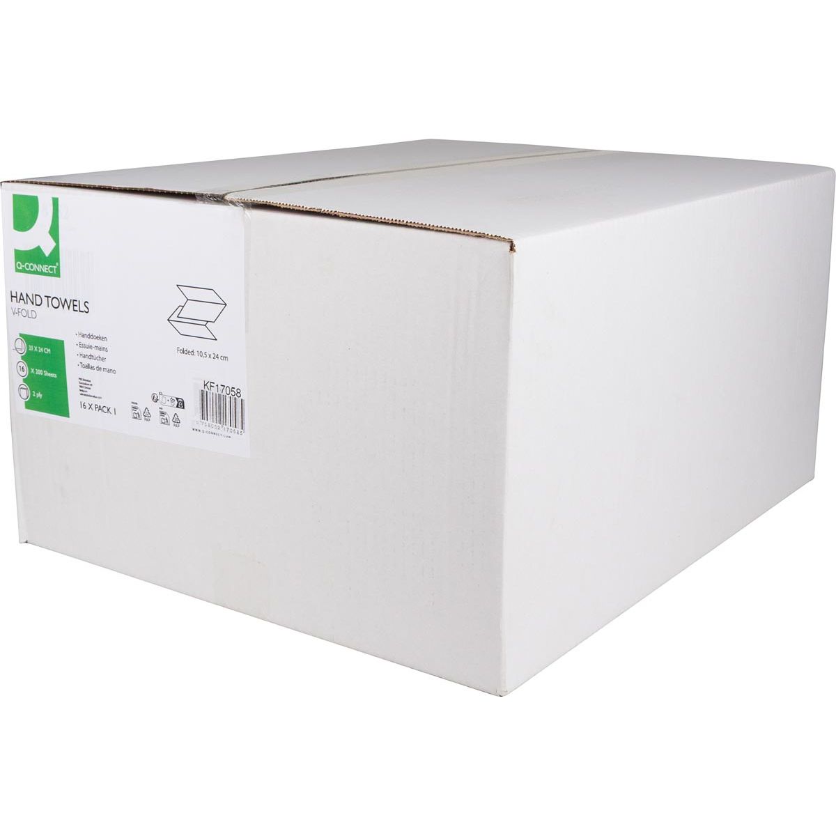 Q-CONNECT - serviette, papier, pli en V, 2 épaisseurs, 200 feuilles, paquet de 16