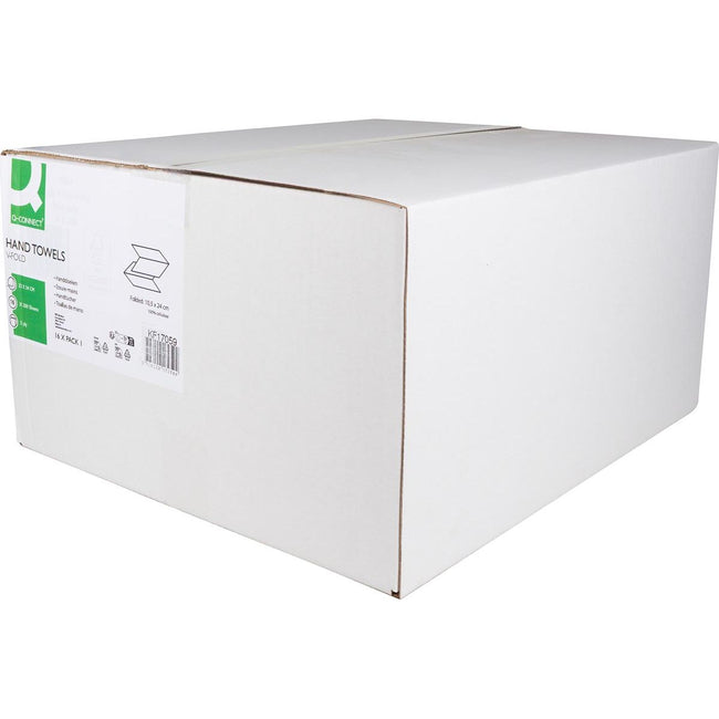 Q-CONNECT - serviette, papier, pli en V, 2 épaisseurs, 200 feuilles, paquet de 16, 100% cellulose