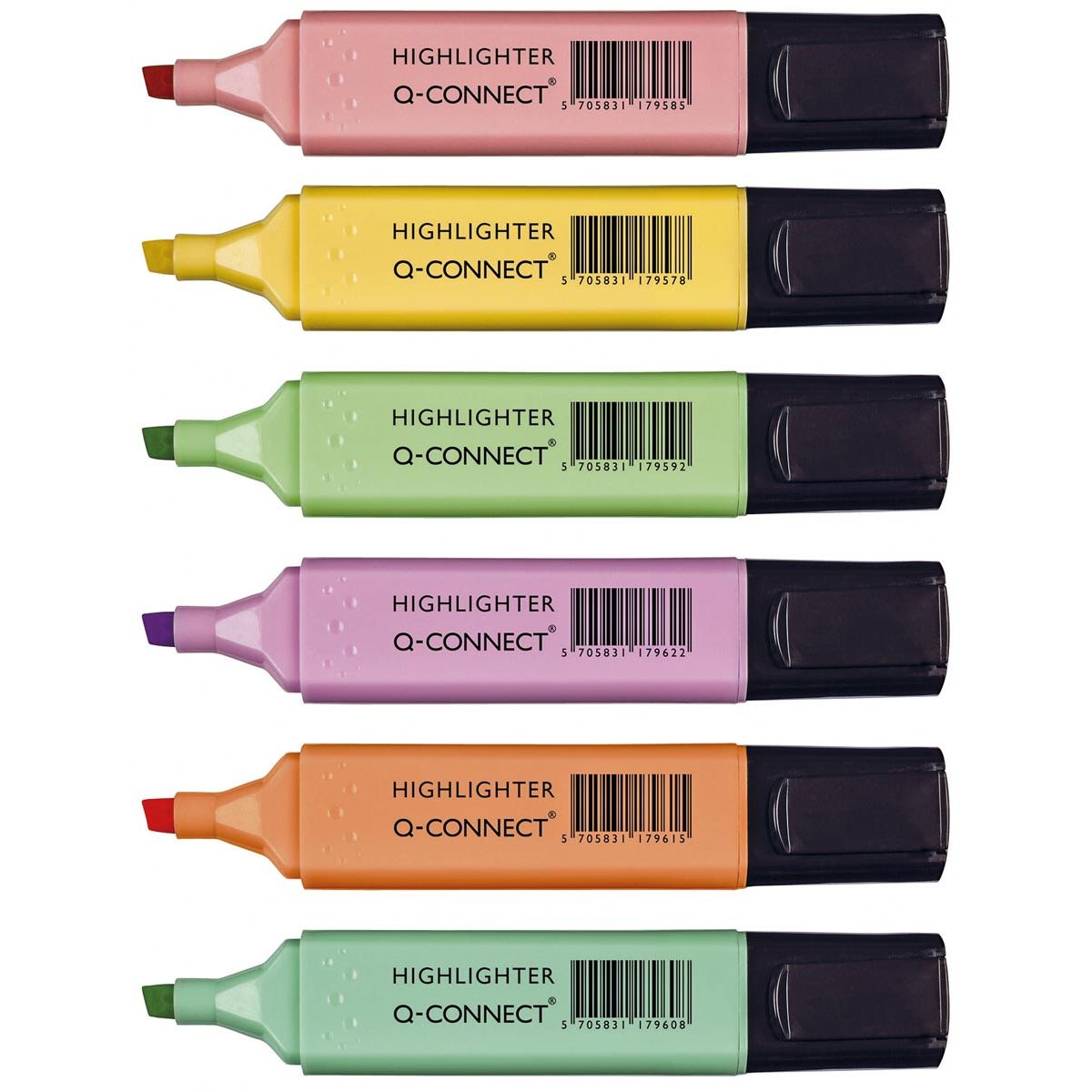 Q-CONNECT - surligneur pastel, couleurs assorties, pack de 6