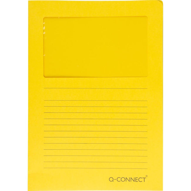 Q-CONNECT - Dossier en L avec fenêtre, 120 g/m², A4, paquet de 100, jaune