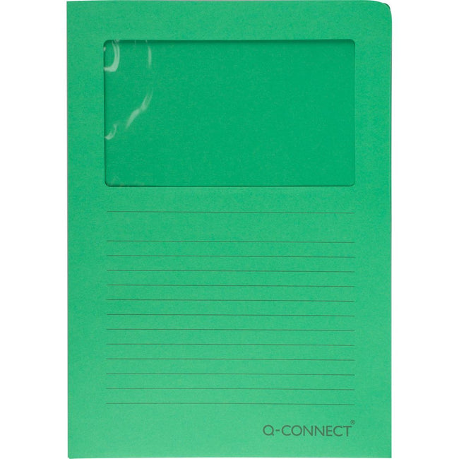 Q-CONNECT - Dossier en L avec fenêtre, 120 g/m², A4, paquet de 100, vert