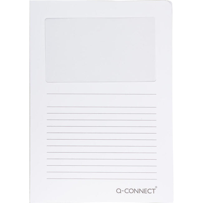 Q-CONNECT - Dossier en L avec fenêtre, 120 g/m², A4, paquet de 100, blanc