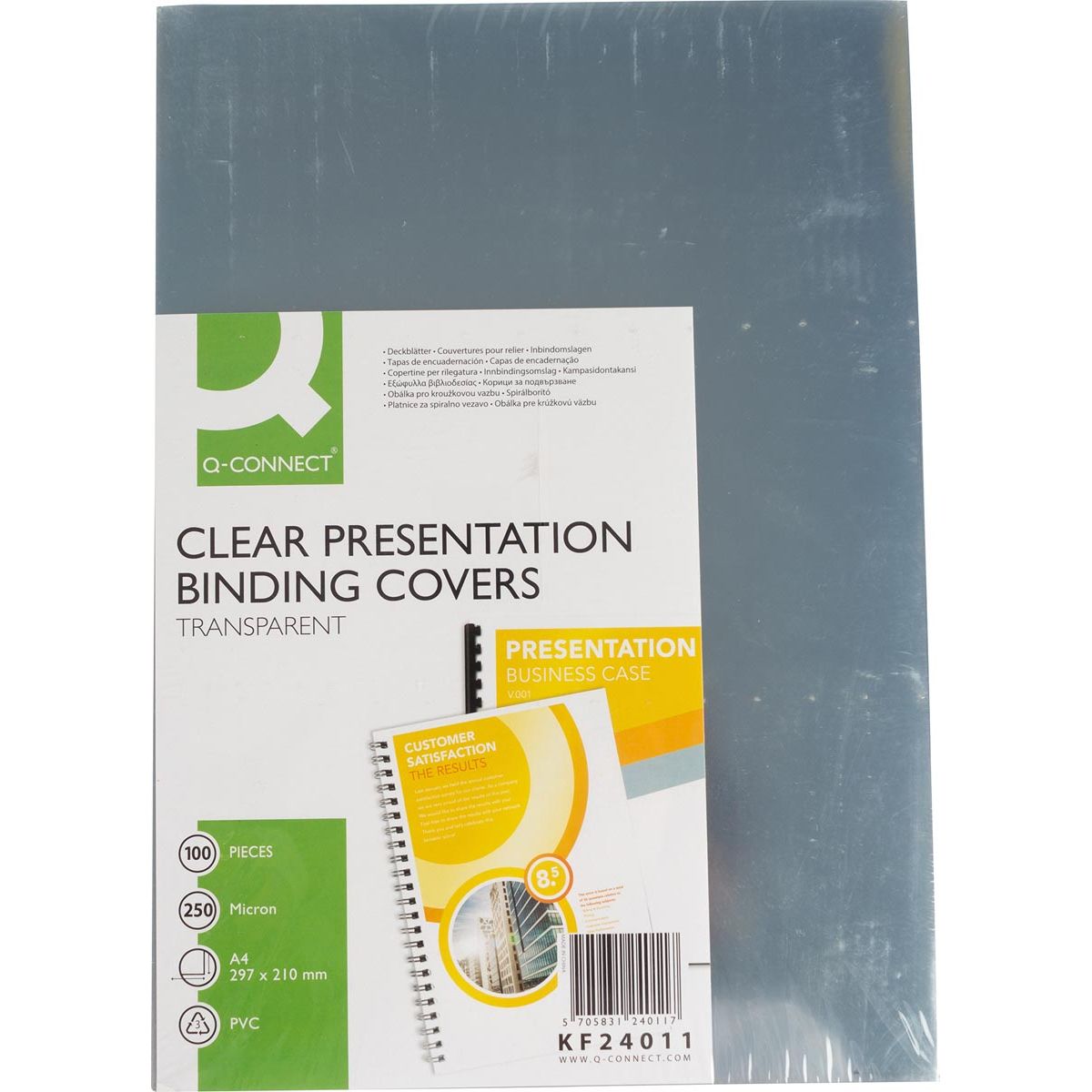 Q-CONNECT -   omslagen, ft A4, PVC, 250 micron, pak van 100 stuks, transparant